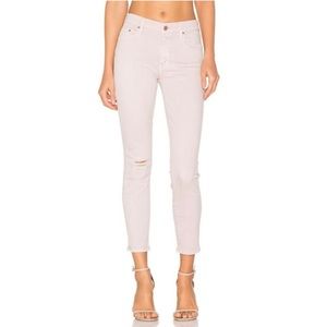 MOTHER The Looker Distressed Cropped Skinny Jeans